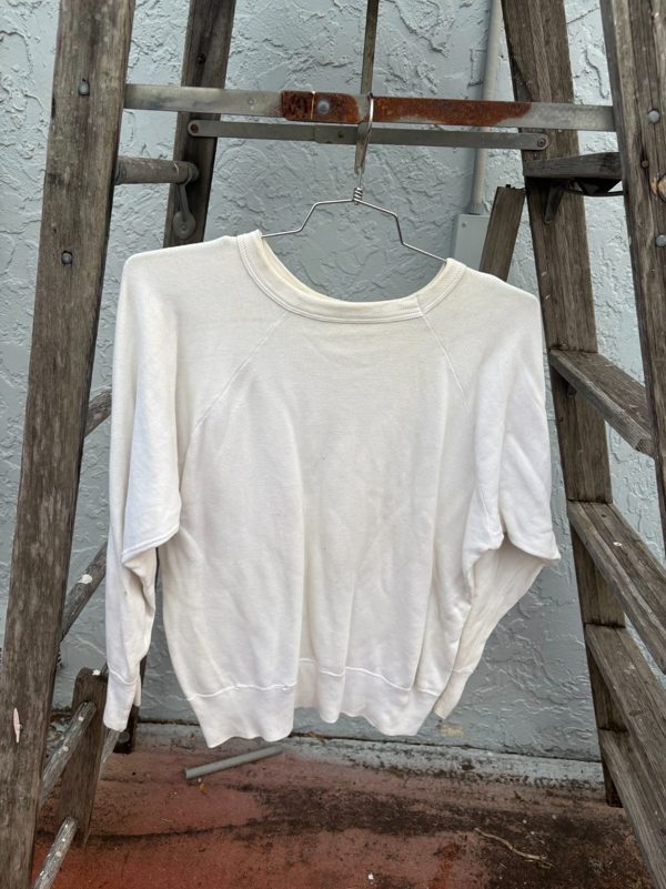1950s 60s Blank Loopback Sweatshirt, White, 100% Cotton, XL, photo 1