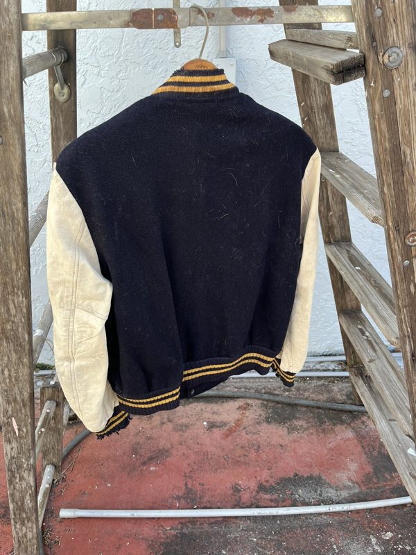 1950s 60s General Motors Institute Varsity Jacket, Leather Sleeves, photo 7