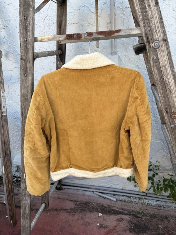 1950s Yellow Corduroy Sherpa-Lined Flight Jacket, Cinch Collar, XL, photo 2