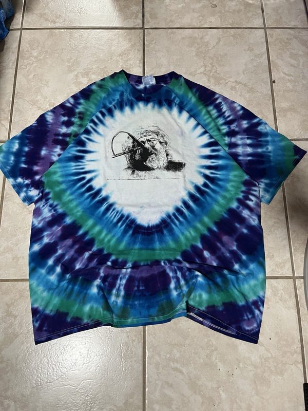 90s Jerry Garcia Tribute Tie Dye Tee, Blue and Purple, XXL, photo 1