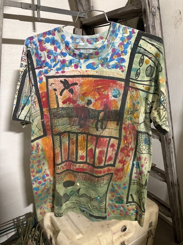 90s Zbyszek Koziol Two Worlds Hand-Painted All-Over Print Art Tee, Single Stitch, photo 1