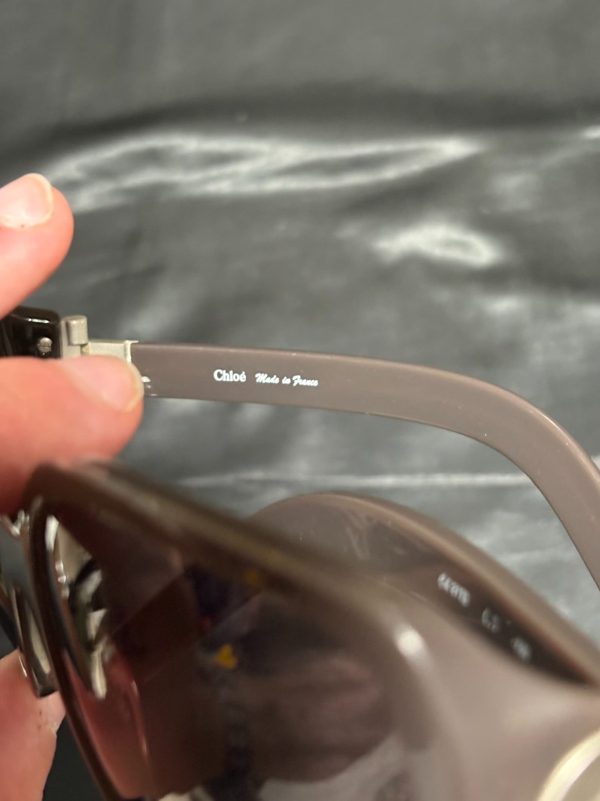 Chloe Oversized Square Sunglasses, Taupe, Grey Lens, Made in France, photo 2
