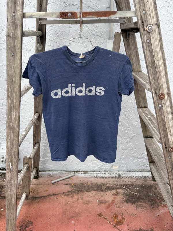 Early 70s adidas Spellout Tee, Navy, Sun Faded, Distressed, M, photo 2