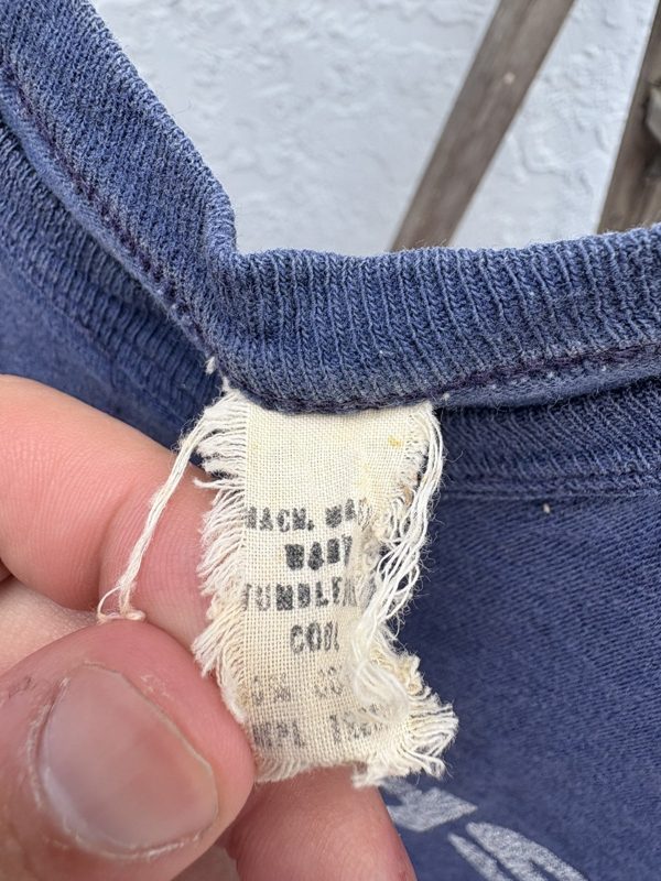 Early 70s adidas Spellout Tee, Navy, Sun Faded, Distressed, M, photo 4