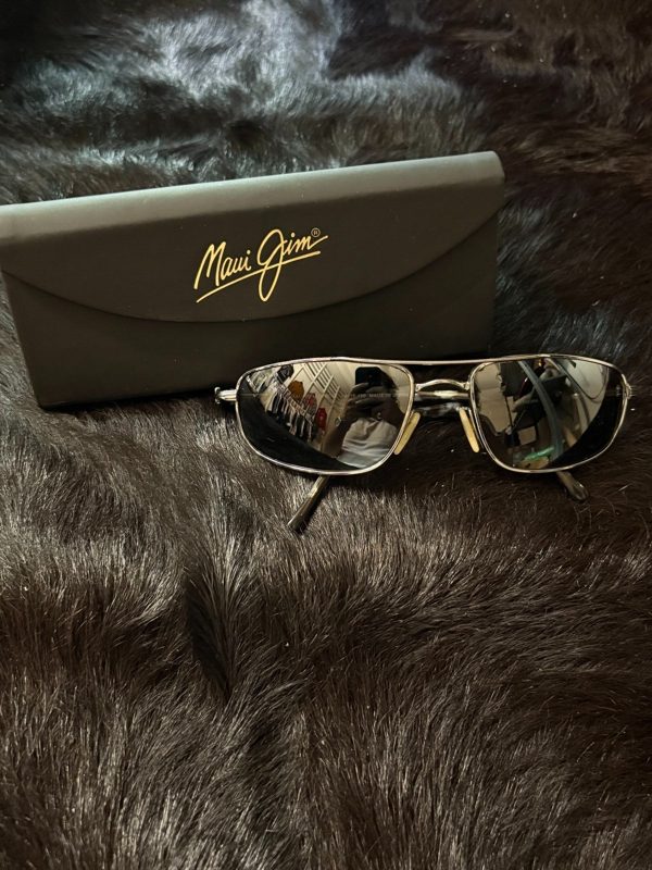Maui Jim Polarized Sunglasses, Silver Wire Frame, Crystal Lenses, with Case, photo 1