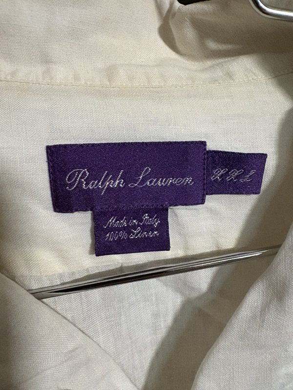 Ralph Lauren Purple Label Linen Short Sleeve Shirt, White, Italy, XXL, photo 2