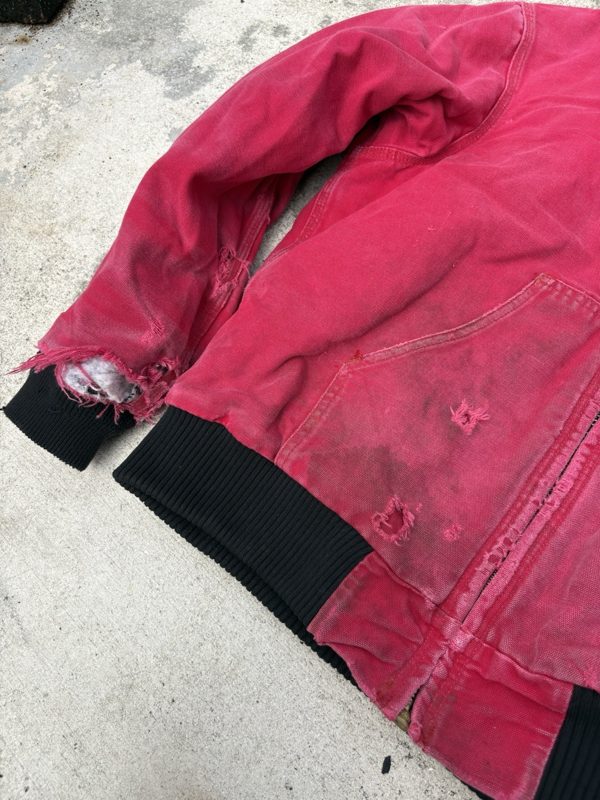 Vintage Carhartt Hooded Jacket, Faded Red to Pink, Distressed, photo 2
