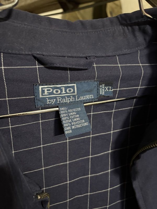 Vintage Polo Ralph Lauren Harrington Jacket, Navy, Windowpane Lining, XL, photo 3