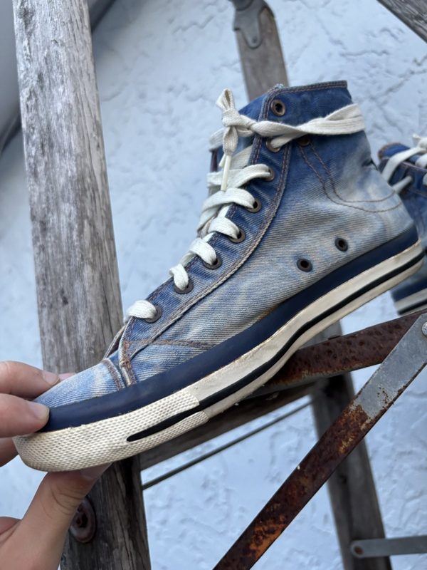 Y2K Diesel Expoiak Denim High Top Sneakers, Men's 9.5, Distressed, photo 5
