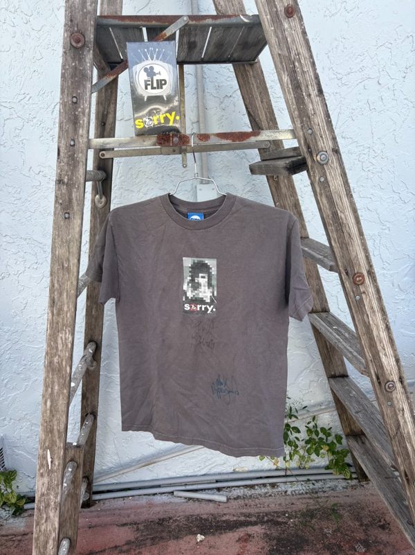 Y2K Flip Skateboards Sorry Video Promo Tee, Faded Grey, M, Signed, with VHS, photo 1