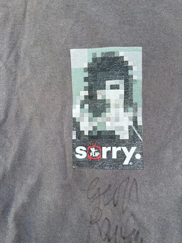 Y2K Flip Skateboards Sorry Video Promo Tee, Faded Grey, M, Signed, with VHS, photo 2